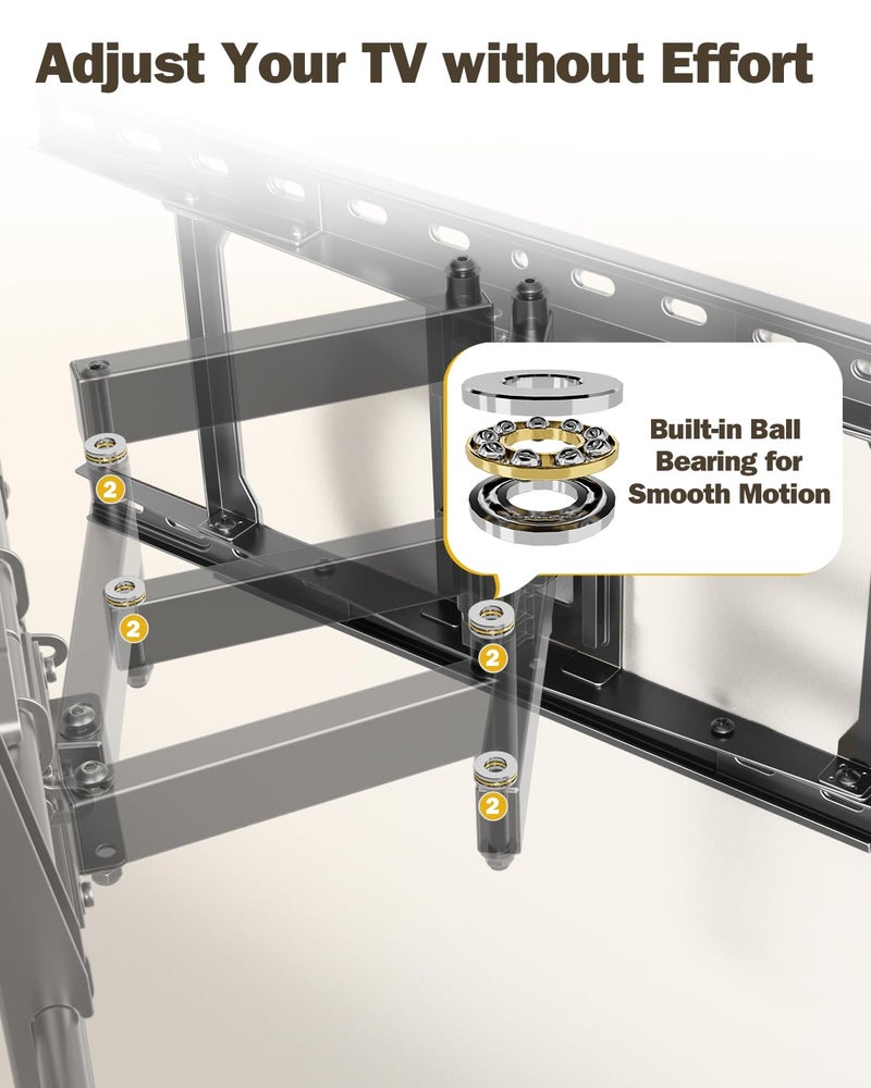 Mounting Dream UL Listed Full Motion TV Wall Mount for Most 42-84'' TVs, TV Mount with Premium Ball Bearing Design for Smooth Extension and Swivel, Max VESA 600x400mm, 100LBS, Up to 24'' Wood Stud - Image 3